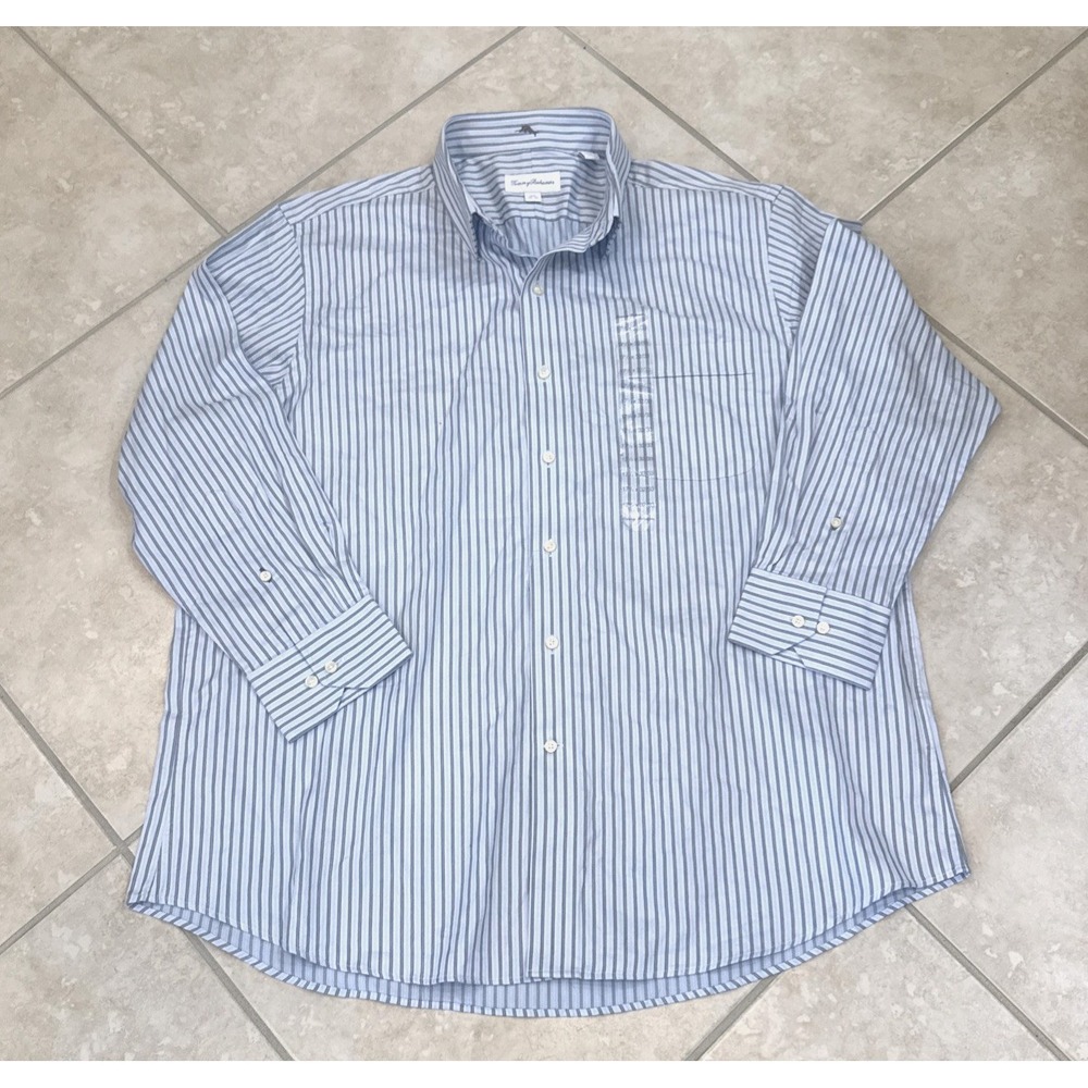 NEW Tommy Bahama Sz 17.5-32/33 Blue stripe Long Sleeve Dress L/S Shirt Career